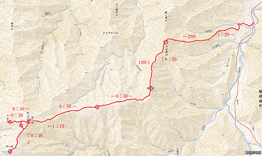 平ヶ岳　鷹巣ルート：地図